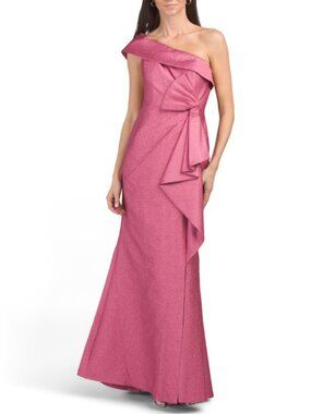 TERI JON One Shoulder Side Ruched Gown